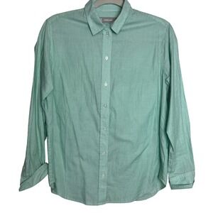 Everlane Women's Button Down Shirt‎ Striped Green Cotton